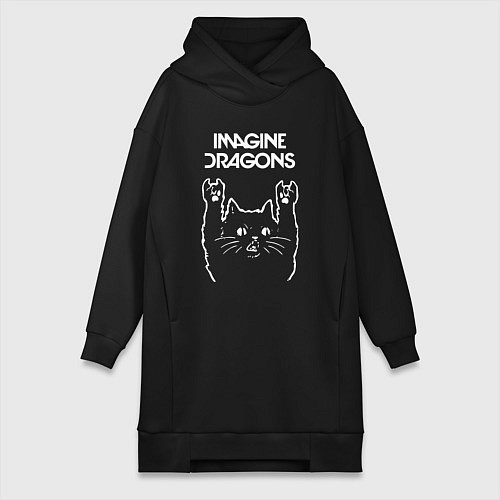 Женская толстовка-платье Imagine Dragons Рок кот / Черный – фото 1