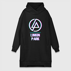 Женское худи-платье Linkin Park Glitch Rock, цвет: черный