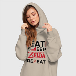 Женское худи-платье Надпись: Eat Sleep Zelda Repeat, цвет: миндальный — фото 2