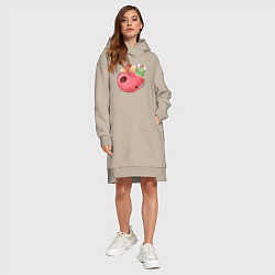 Женское худи-платье Червяк в яблоке, цвет: миндальный — фото 2