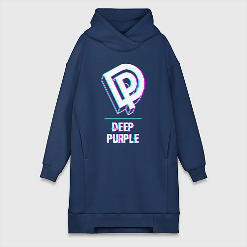 Женская толстовка-платье Deep Purple Glitch Rock / Тёмно-синий – фото 1