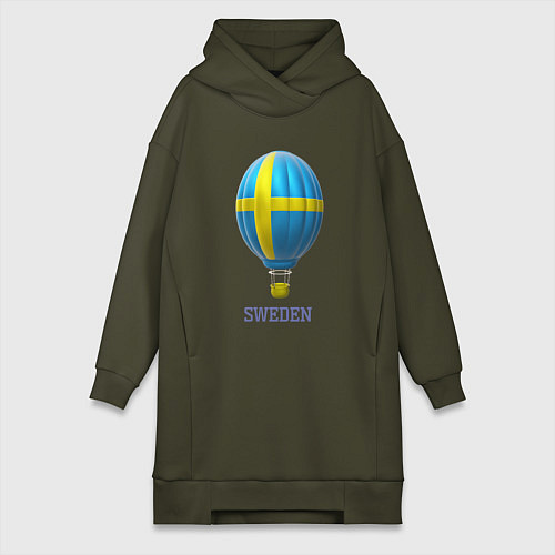 Женская толстовка-платье 3d aerostat Sweden flag / Хаки – фото 1