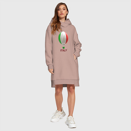 Женская толстовка-платье 3d aerostat Italy flag / Пыльно-розовый – фото 4