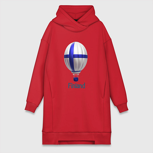 Женская толстовка-платье 3d aerostat Finland flag / Красный – фото 1