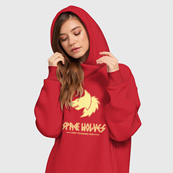 Женское худи-платье Космические волки лого винтаж, цвет: красный — фото 2