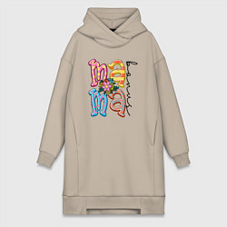 Женская толстовка-платье Мама - буквы с цветочком