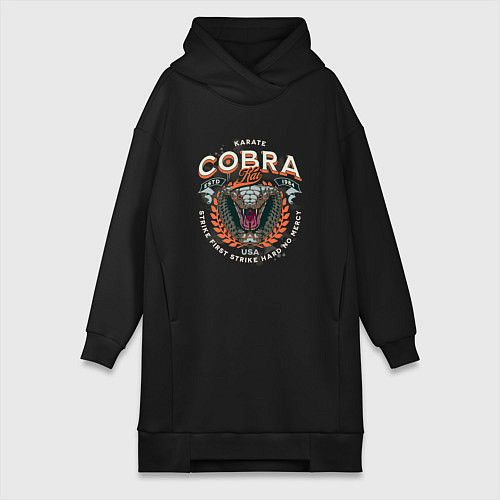 Женская толстовка-платье Кобра Кай - логотип с Коброй Cobra Kai Logo / Черный – фото 1