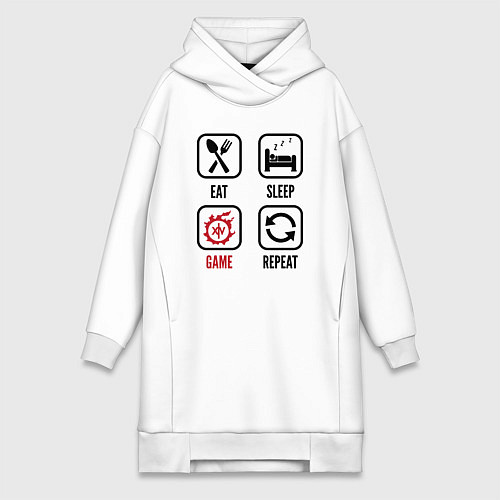 Женская толстовка-платье Eat - Sleep - Final Fantasy - Repeat / Белый – фото 1