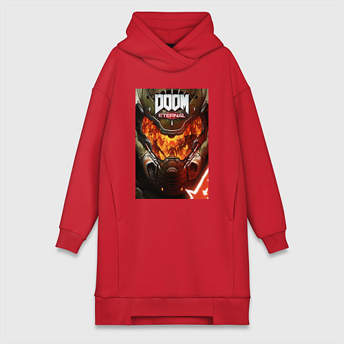 Женская толстовка-платье Doom eternal - poster / Красный – фото 1