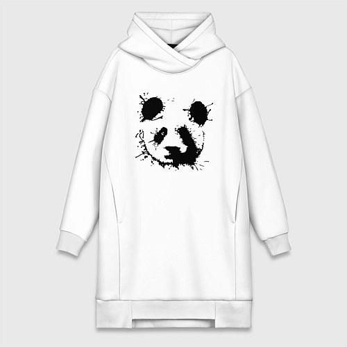 Женская толстовка-платье Прикольный панда - клякса / Белый – фото 1
