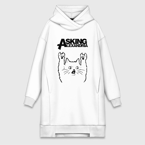 Женская толстовка-платье Asking Alexandria - rock cat / Белый – фото 1