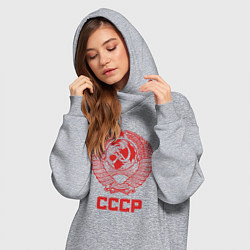 Женское худи-платье Герб СССР: Советский союз, цвет: меланж — фото 2