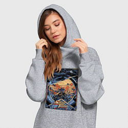 Женское худи-платье Звездный десант в квадрате, цвет: меланж — фото 2