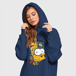 Женское худи-платье Cyber-Bart - Simpsons family, цвет: тёмно-синий — фото 2