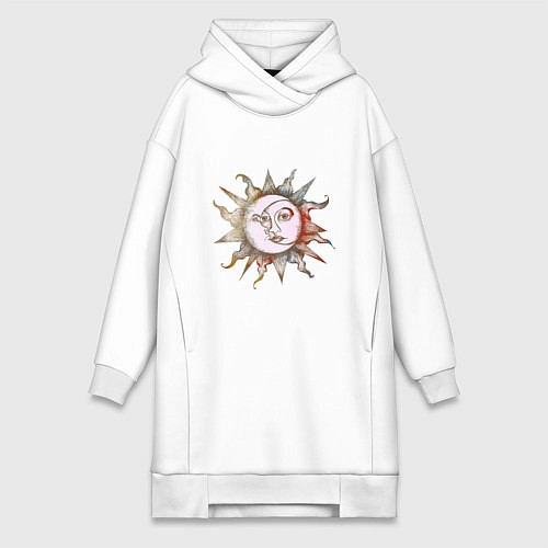Женская толстовка-платье Солнце и луна - Солнцестояние / Белый – фото 1