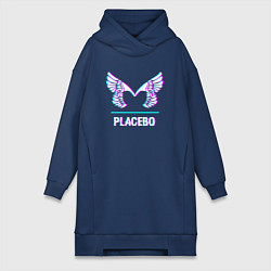 Женское худи-платье Placebo glitch rock, цвет: тёмно-синий