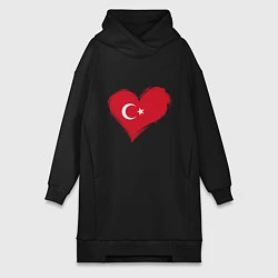 Женское худи-платье Сердце - Турция, цвет: черный