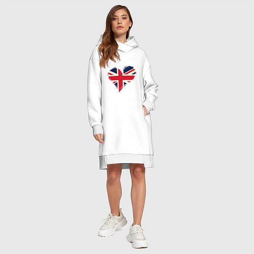 Женская толстовка-платье Сердце - Британия / Белый – фото 4