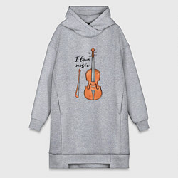 Женское худи-платье Я люблю скрипку, цвет: меланж
