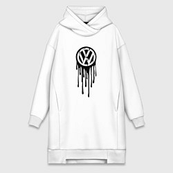Женское худи-платье Volkswagen - art logo, цвет: белый