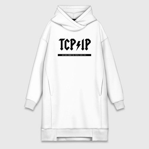 Женская толстовка-платье TCPIP Connecting people since 1972 / Белый – фото 1
