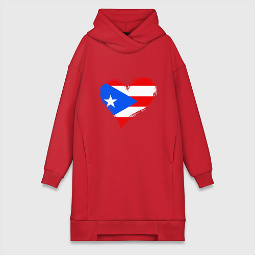Женская толстовка-платье Сердце - Пуэрто-Рико / Красный – фото 1