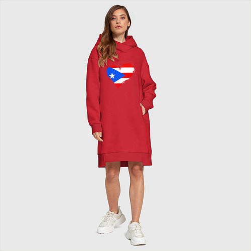 Женская толстовка-платье Сердце - Пуэрто-Рико / Красный – фото 4