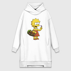 Женское худи-платье Lisa Simpson с гусеницей на даче, цвет: белый