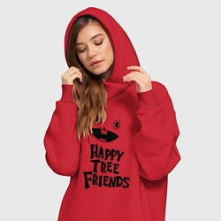 Женское худи-платье Happy Three Friends - LOGO, цвет: красный — фото 2