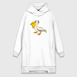 Женское худи-платье Маленький пеликан, цвет: белый