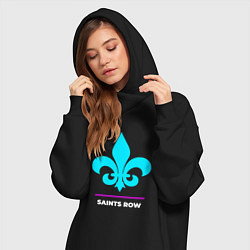 Женское худи-платье Символ Saints Row в неоновых цветах, цвет: черный — фото 2