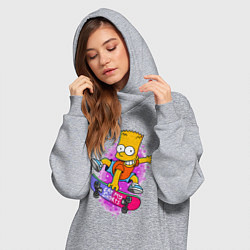 Женское худи-платье Барт Симпсон на скейтборде - Eat my shorts!, цвет: меланж — фото 2