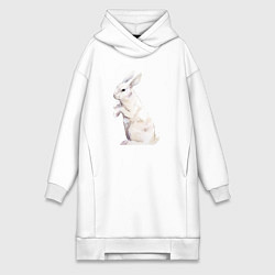 Женская толстовка-платье Белый милый кролик