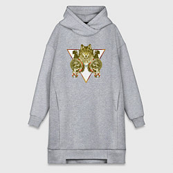 Женская толстовка-платье Волк с черепами