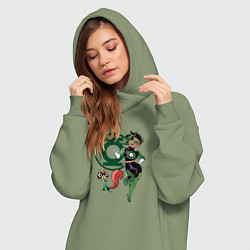 Женское худи-платье Белка Зеленого фонаря DC Лига Суперпитомцы, цвет: авокадо — фото 2