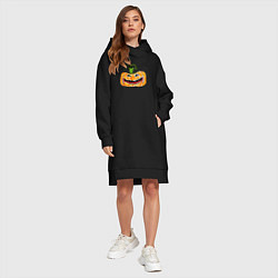 Женское худи-платье Веселая тыква на Хэллоуин, цвет: черный — фото 2