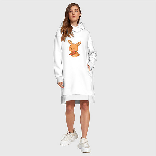 Женская толстовка-платье Кролик и морковка / Белый – фото 4