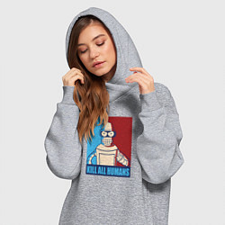 Женское худи-платье Bender Futurama, цвет: меланж — фото 2