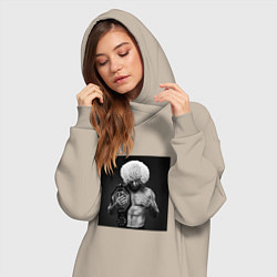 Женское худи-платье Хабиб Нурмагомедов чемпион, цвет: миндальный — фото 2