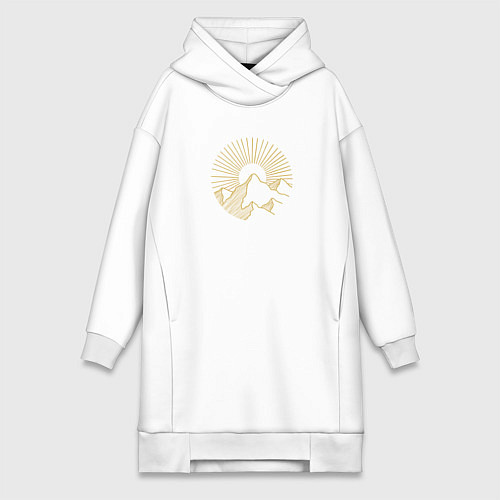 Женская толстовка-платье Горы и солнце в круге / Белый – фото 1