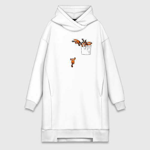 Женская толстовка-платье Красные панды в кармане / Белый – фото 1