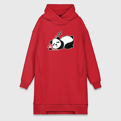 Женская толстовка-платье Дрыхнущая панда / Красный – фото 1