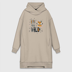 Женское худи-платье Рожденные дикими, цвет: миндальный