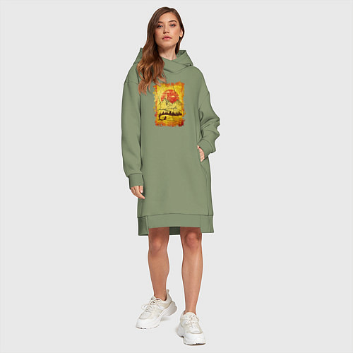 Женская толстовка-платье Лиса на Холсте / Авокадо – фото 4