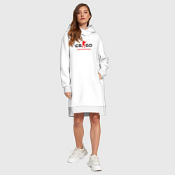 Женское худи-платье Counter Strike логотип, цвет: белый — фото 2