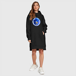 Женское худи-платье Суперский ежик Соник, цвет: черный — фото 2