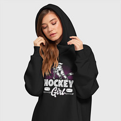 Женское худи-платье Женский хоккей, цвет: черный — фото 2