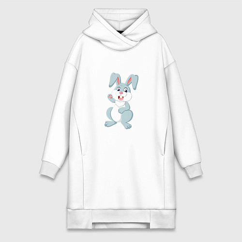 Женская толстовка-платье Привет от кролика / Белый – фото 1