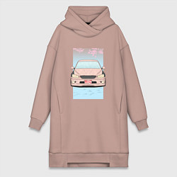 Женское худи-платье Toyota Altezza stance, цвет: пыльно-розовый