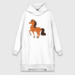 Женское худи-платье Конь, цвет: белый